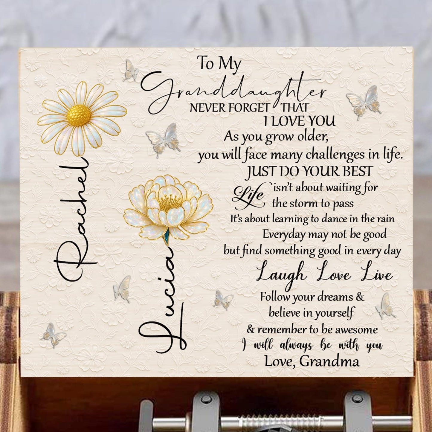 To My Granddaughter, Flowers And Butterflies
