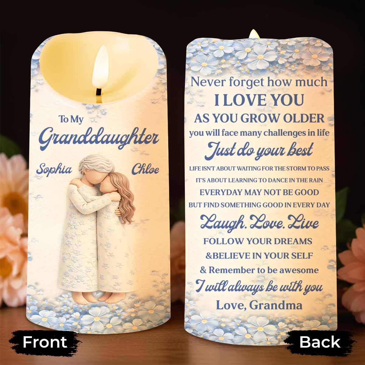 To My Granddaughter, Floral Grandmother And Granddaughter Embrace