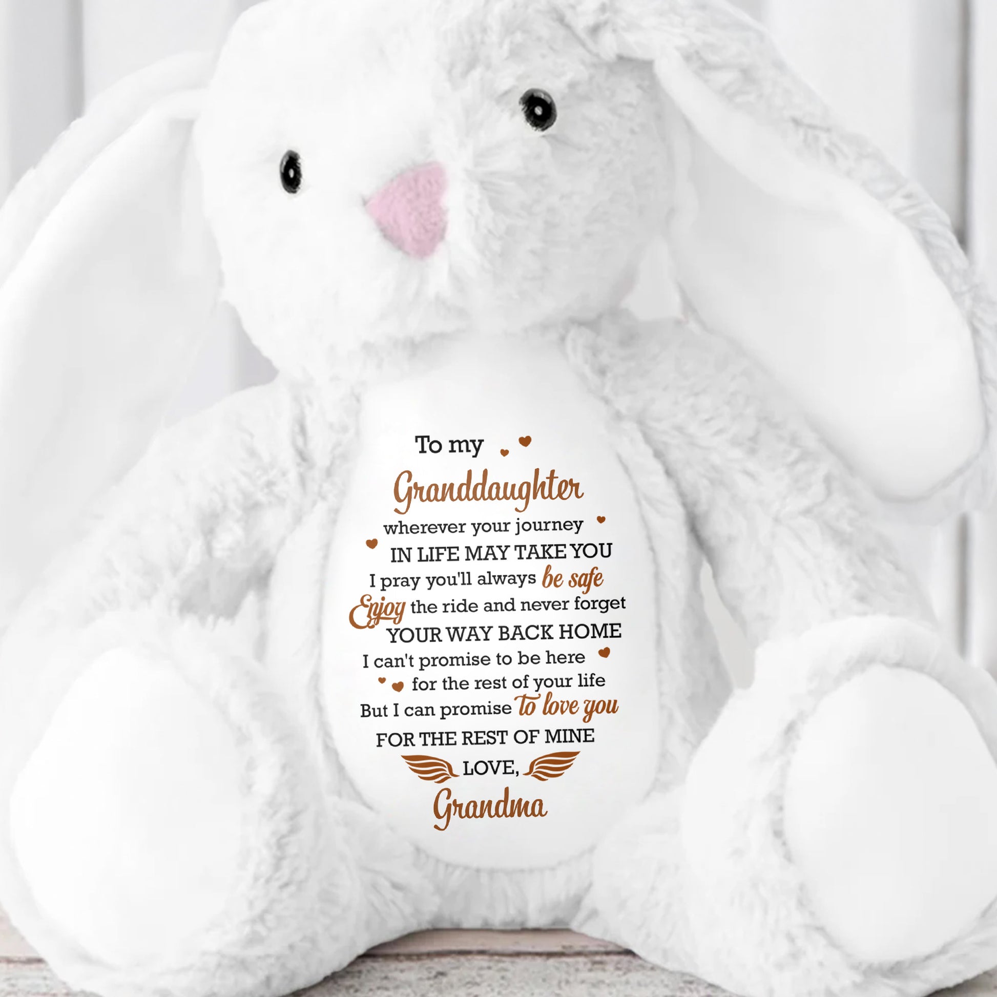 To My Granddaughter Love Promise Stuffed Bunny