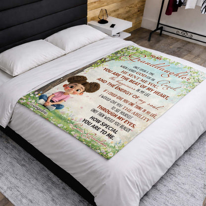 To My Granddaughter, Once Upon A Time, Glasses And Flowers - Personalized Custom Blanket - GDT577_BLK