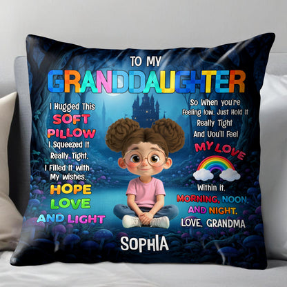 To My Grandson I Hugged This Soft Pillow With Boy And Castle