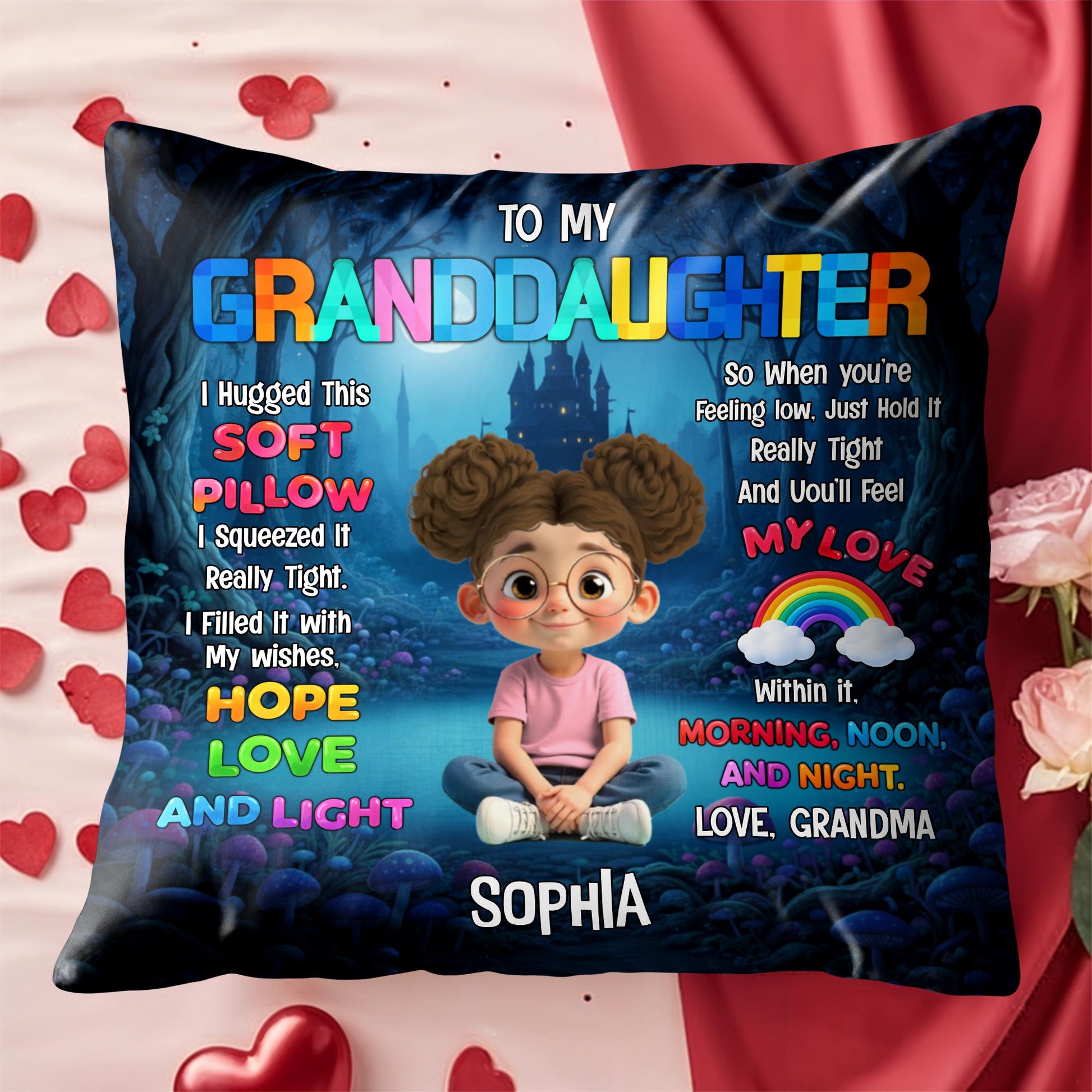 To My Grandson I Hugged This Soft Pillow With Boy And Castle