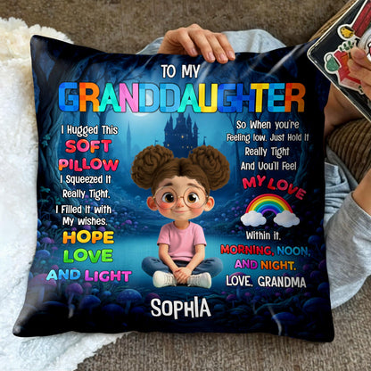 To My Grandson I Hugged This Soft Pillow With Boy And Castle