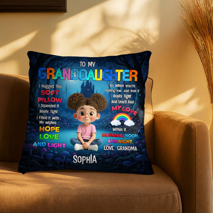 To My Grandson I Hugged This Soft Pillow With Boy And Castle