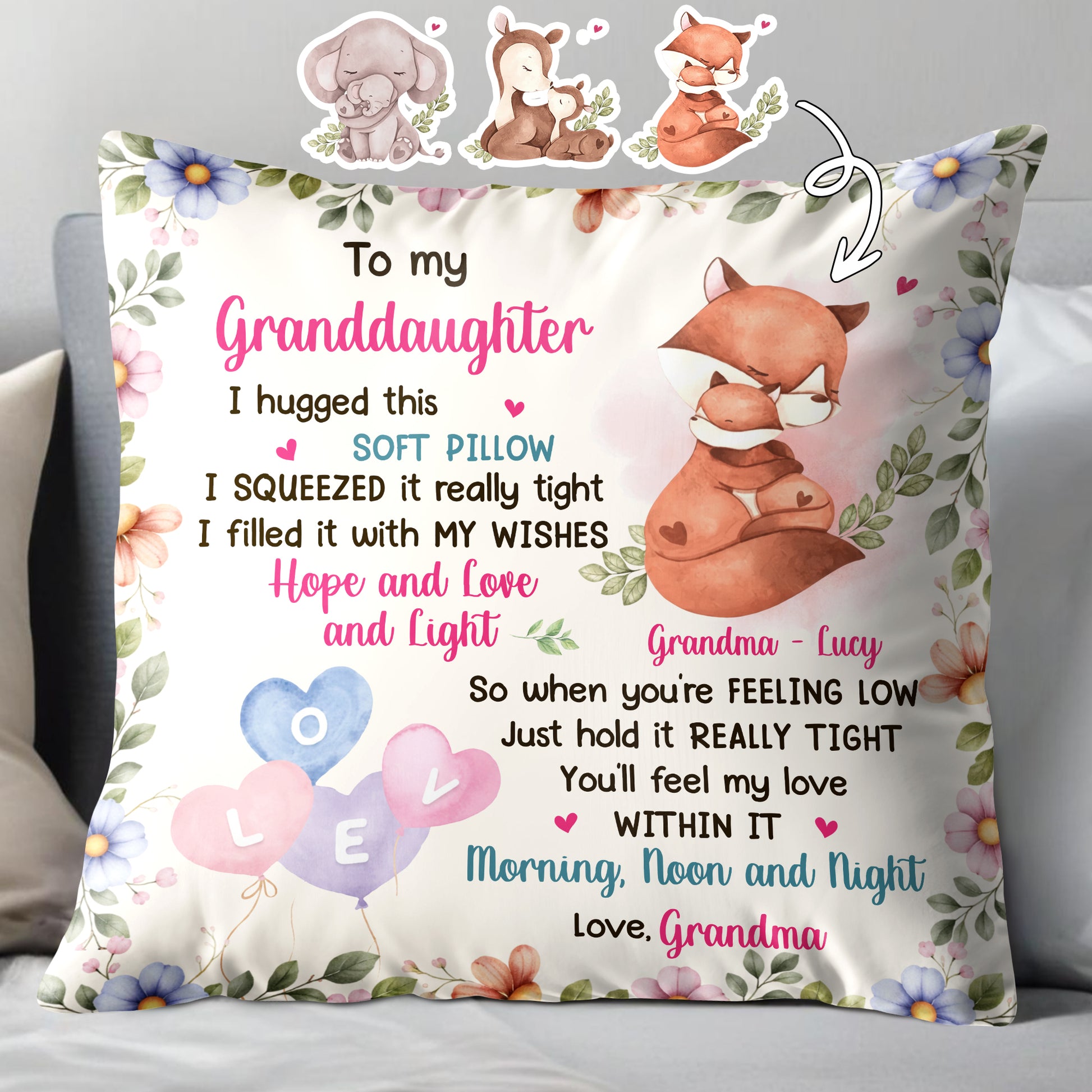 To My Granddaughter, Love And Wishes Soft Pillow