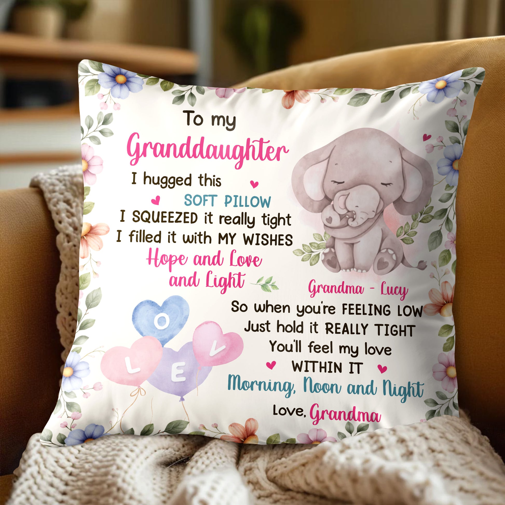 To My Granddaughter, Love And Wishes Soft Pillow