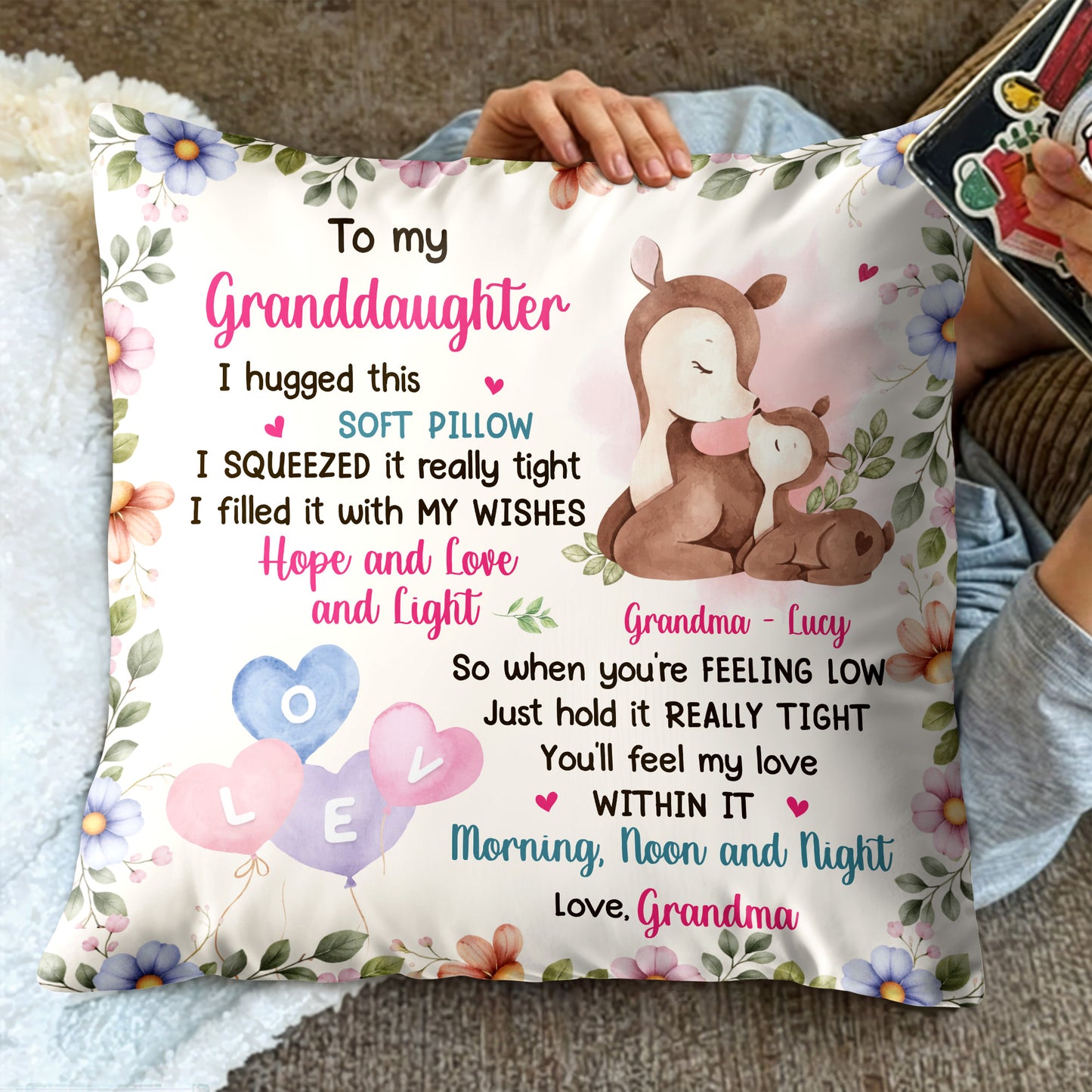 To My Granddaughter, Love And Wishes Soft Pillow