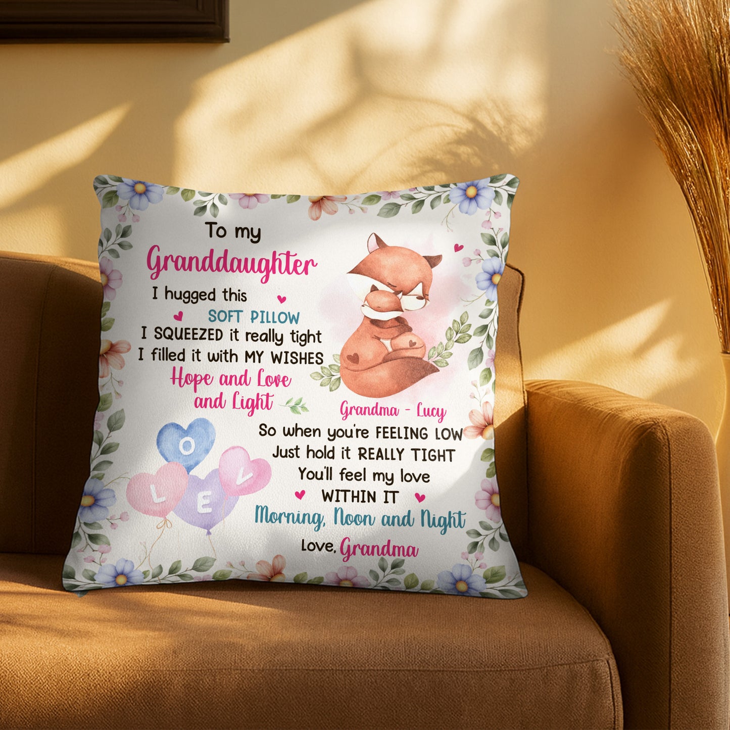 To My Granddaughter, Love And Wishes Soft Pillow