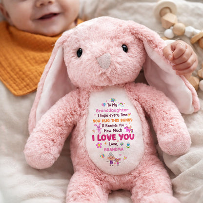 To My Granddaughter, I Love You Bunny With Heart And Flowers