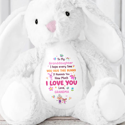 To My Granddaughter, I Love You Bunny With Heart And Flowers