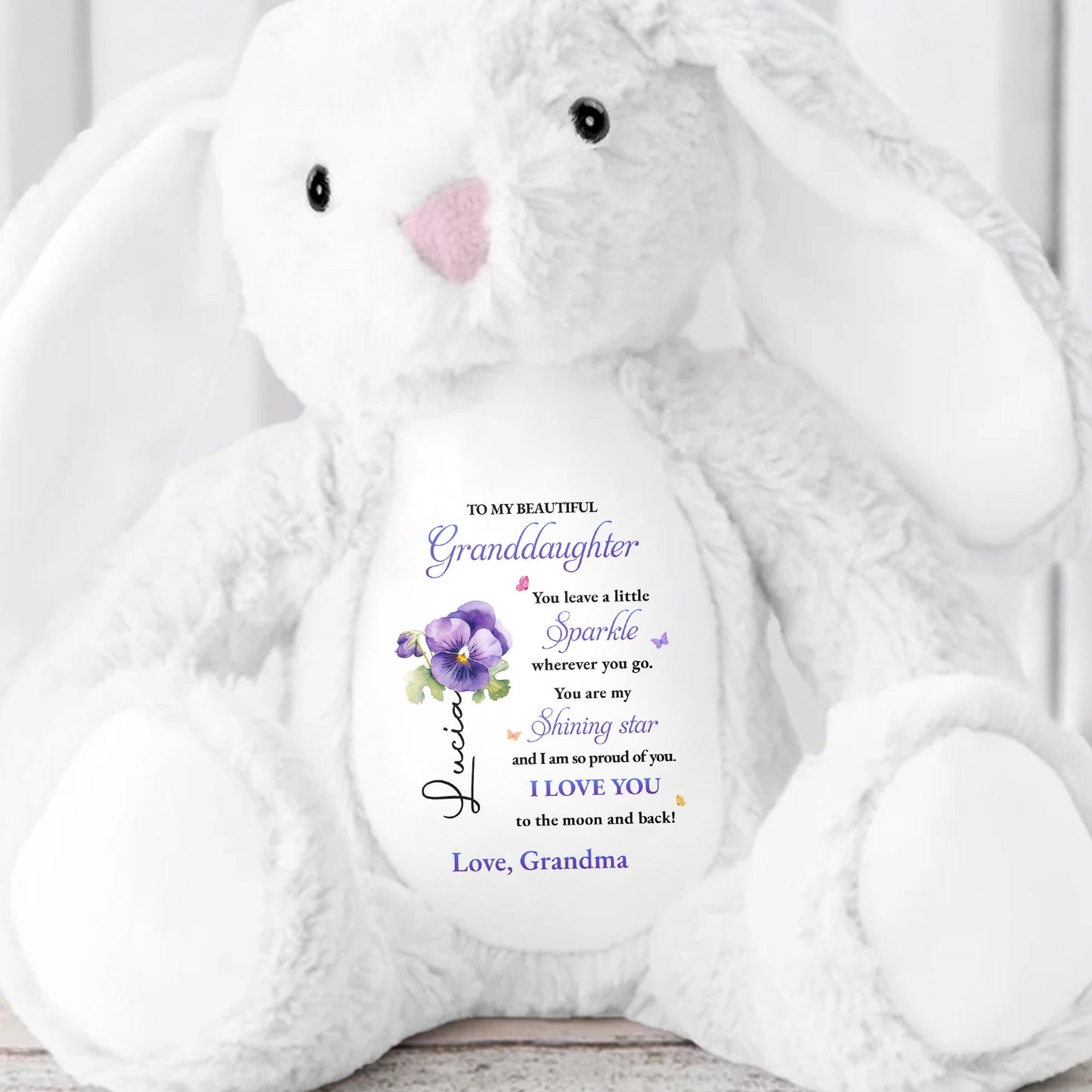 Leave A Little Sparkle Wherever You Go, Flowers Design - Personalized Stuffed Bunny - GDT594_BUN