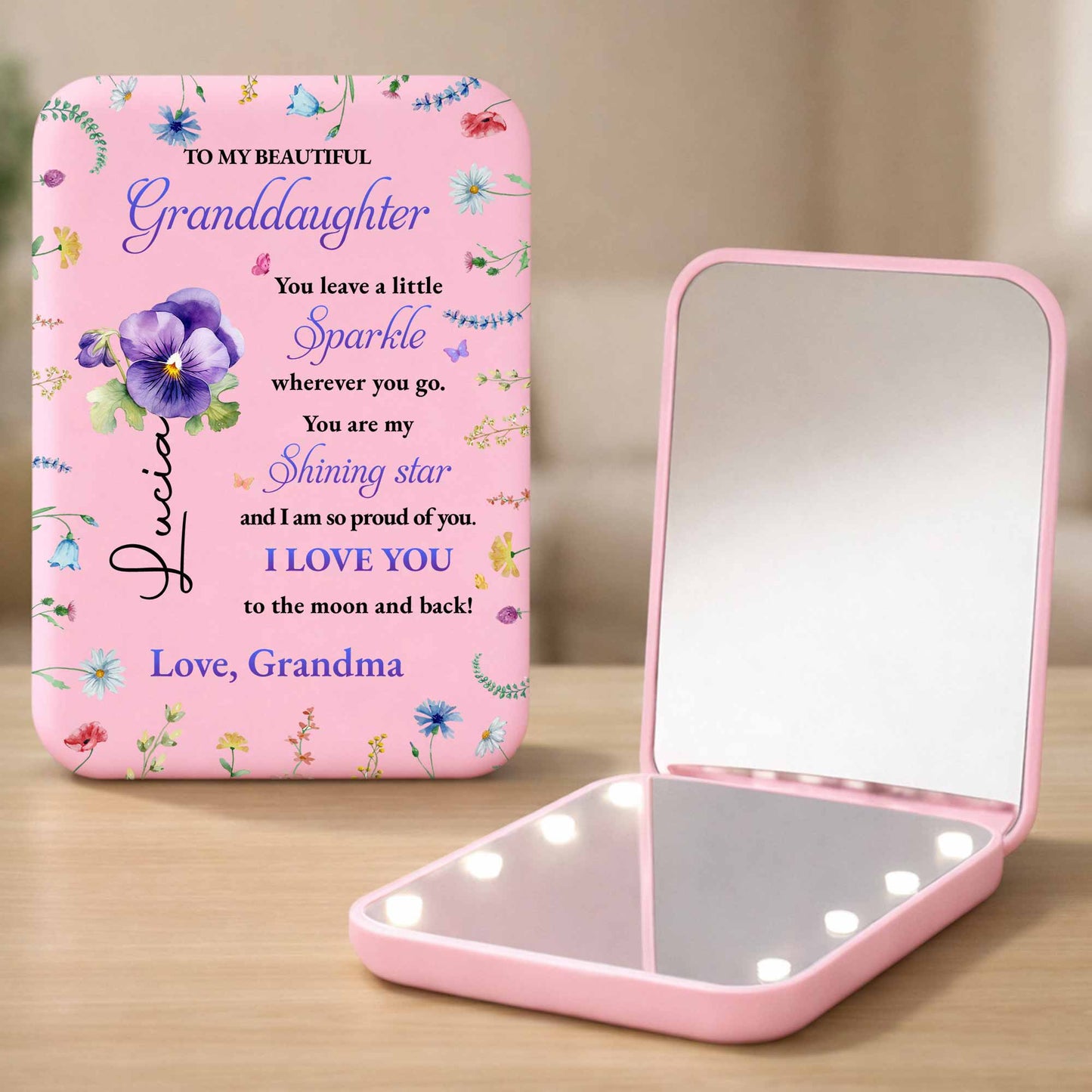 To My Beautiful Granddaughter You Leave A Little Sparkle Purple Flower