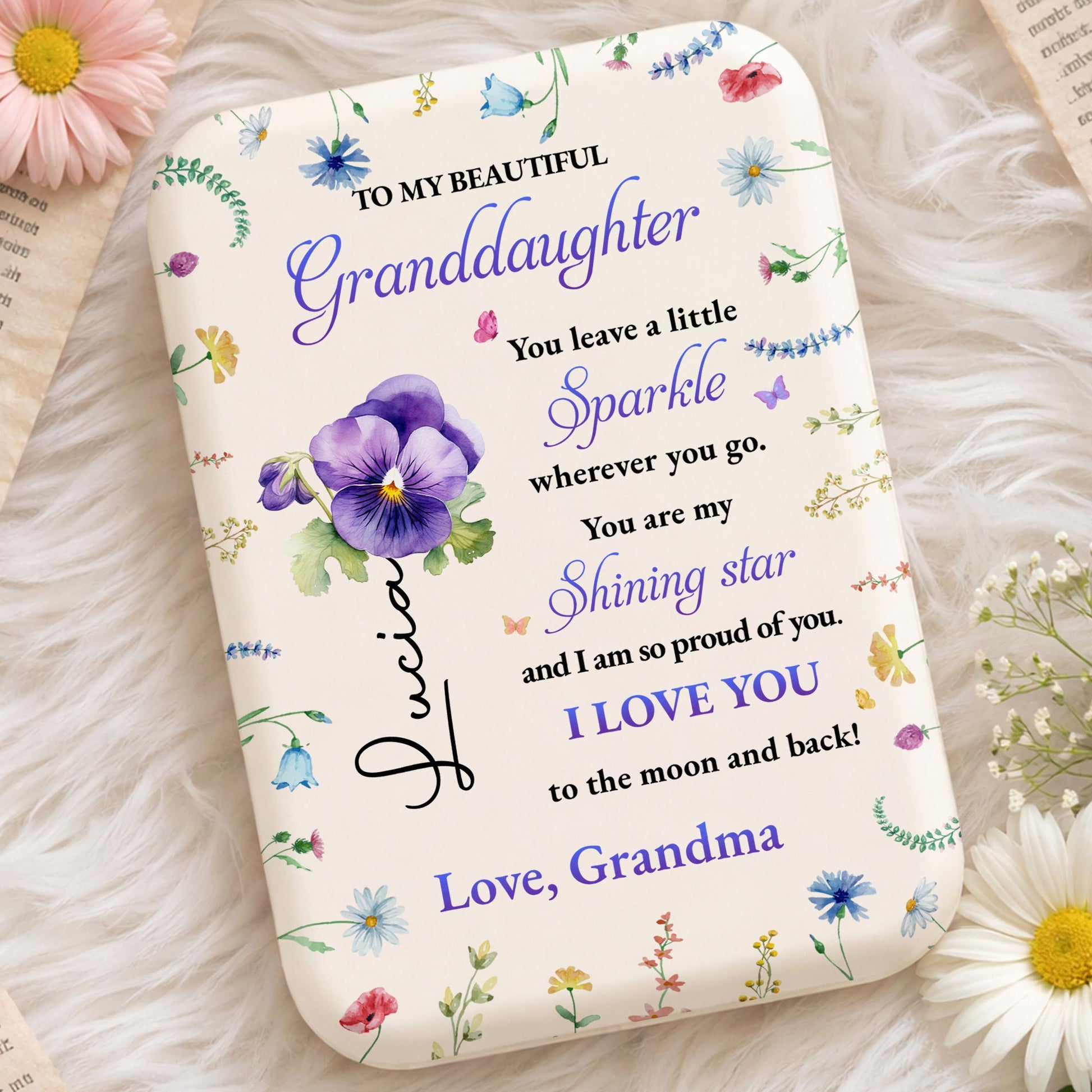 To My Beautiful Granddaughter You Leave A Little Sparkle Purple Flower
