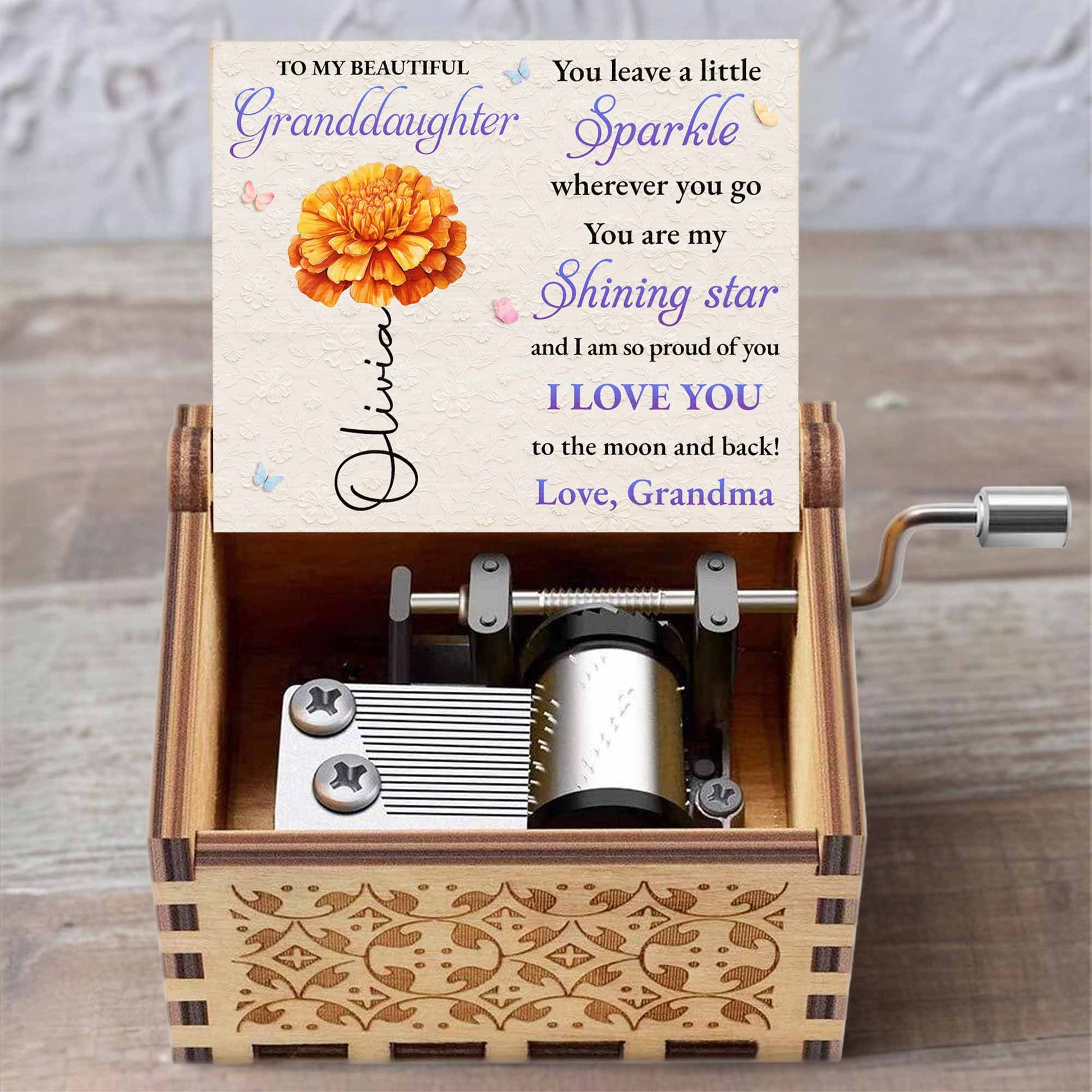 To My Beautiful Granddaughter Sparkle Wherever You Go Purple Flower