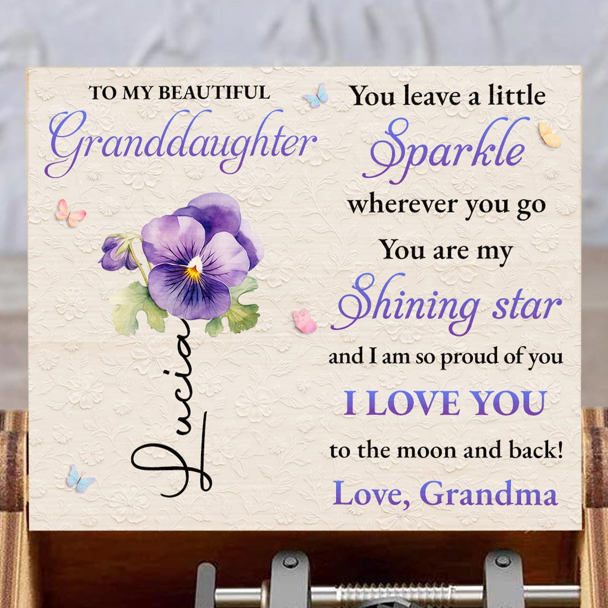 To My Beautiful Granddaughter Sparkle Wherever You Go Purple Flower
