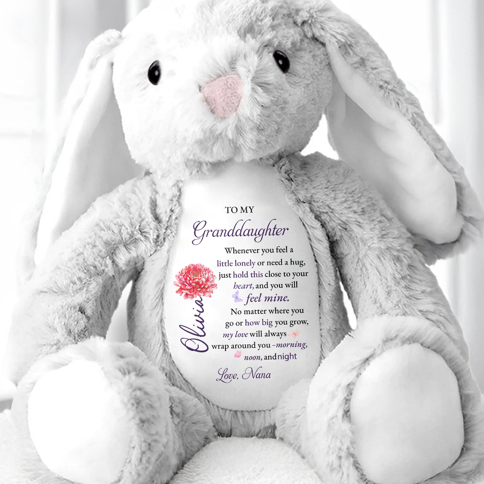 To My Granddaughter, Love Wrapped In A Stuffed Bunny