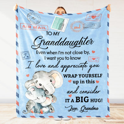 To My Granddaughter, Elephant and Hearts Design