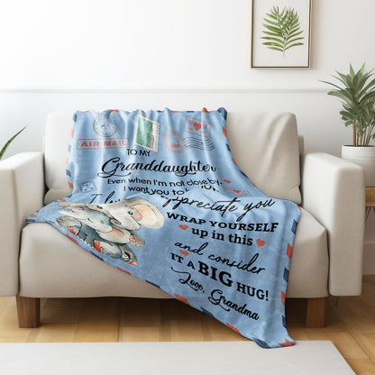 To My Granddaughter, Elephant and Hearts Design