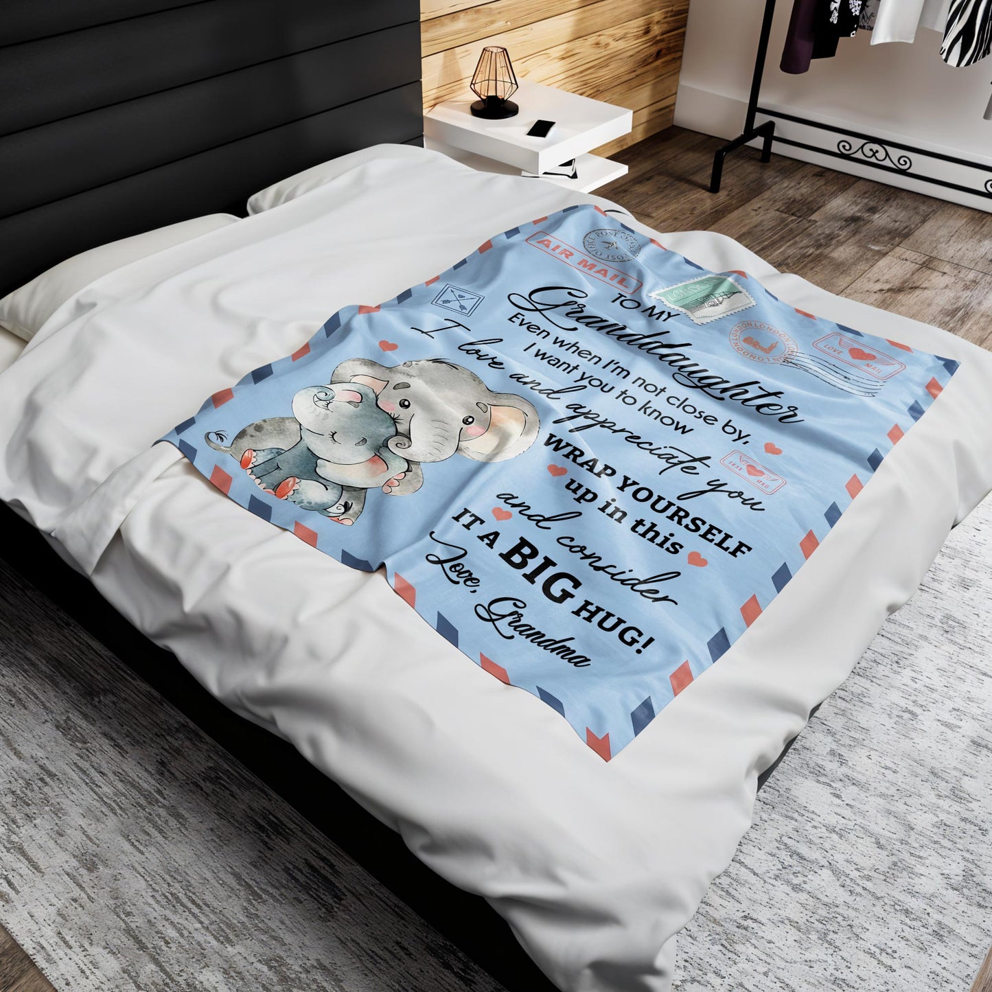 To My Granddaughter, Elephant and Hearts Design