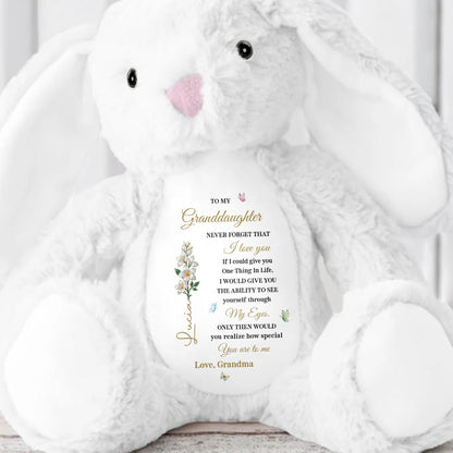 To My Granddaughter, Love Grandma, Flowers Bunny - Personalized Stuffed Bunny - GDT607_BUN