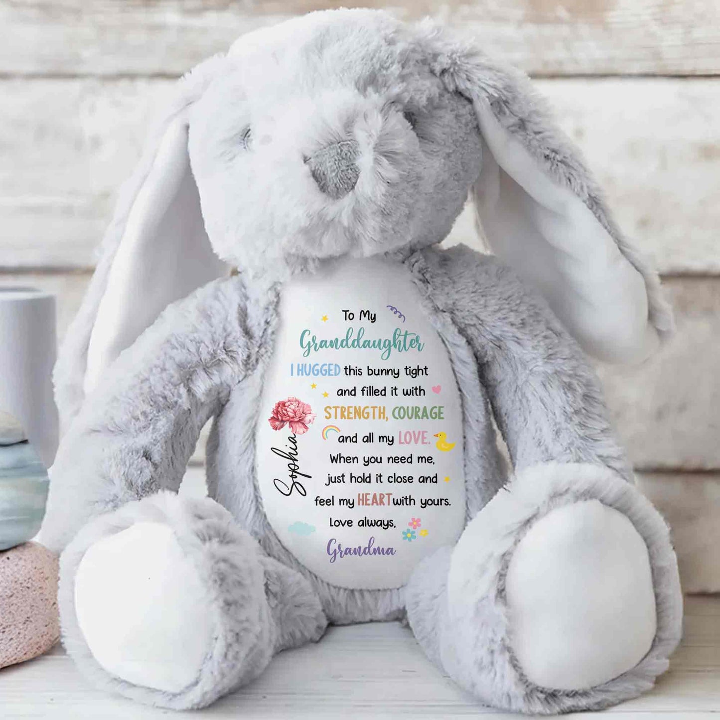 To My Granddaughter, Hugged Bunny With Love