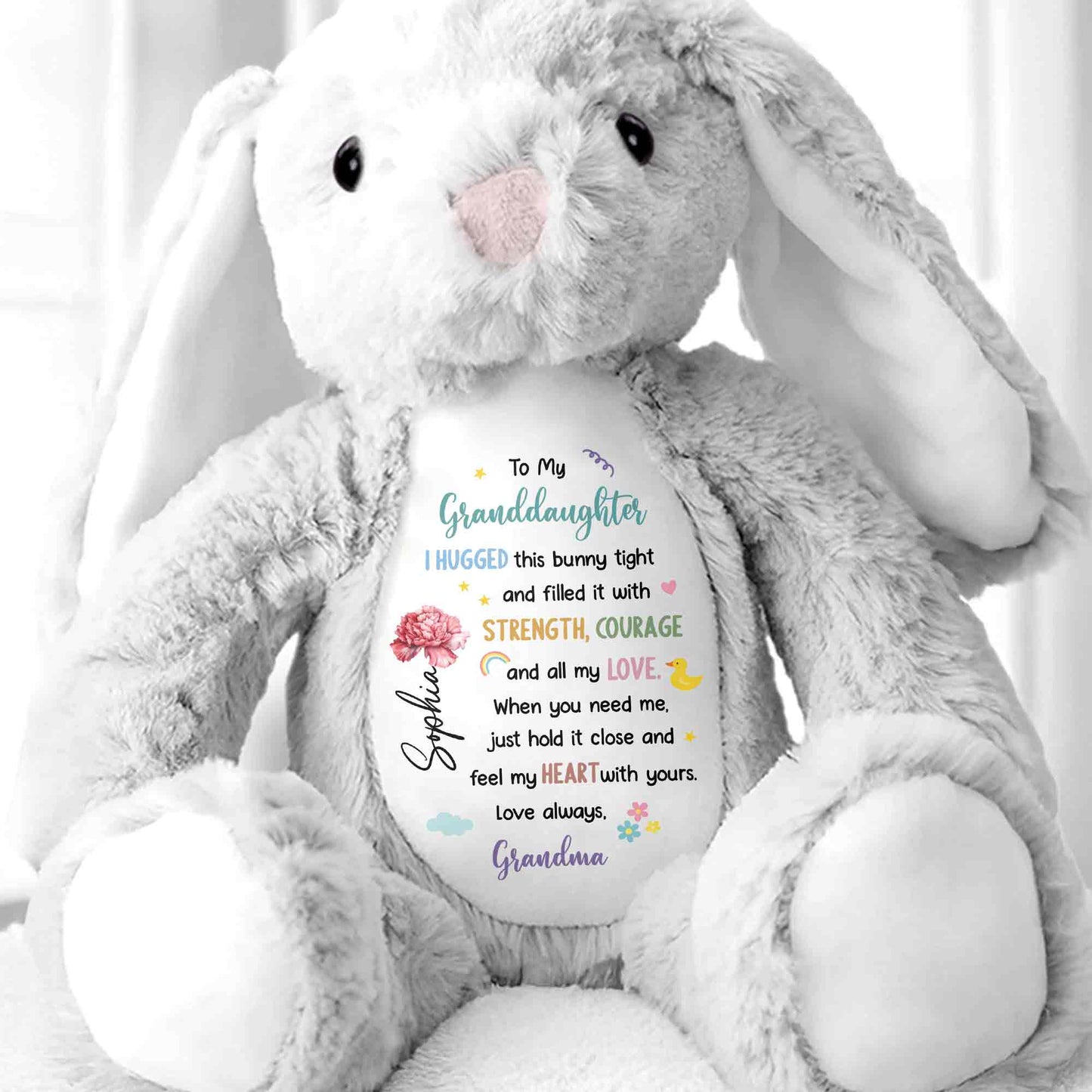 To My Granddaughter, Hugged Bunny With Love
