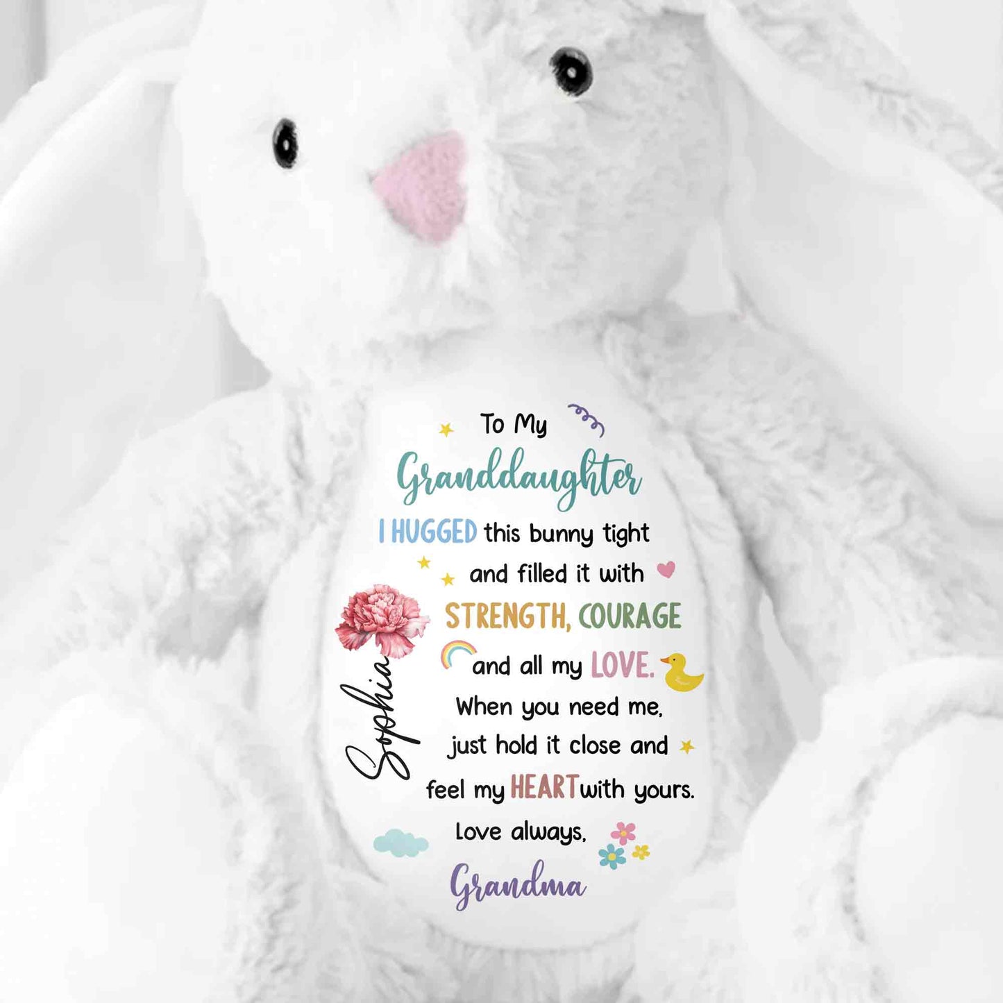 To My Granddaughter, Hugged Bunny With Love