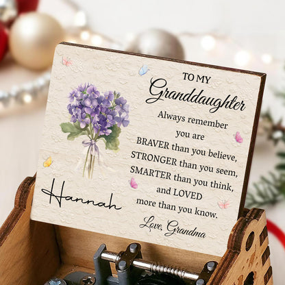 Always Remember You Are Braver, Stronger, Smarter, Loved - Custom Music Box With "You Are My Sunshine" Tune - GDT610_MZB