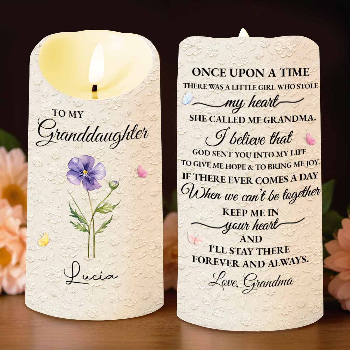 To My Granddaughter Once Upon A Time Purple Flower And Butterflies