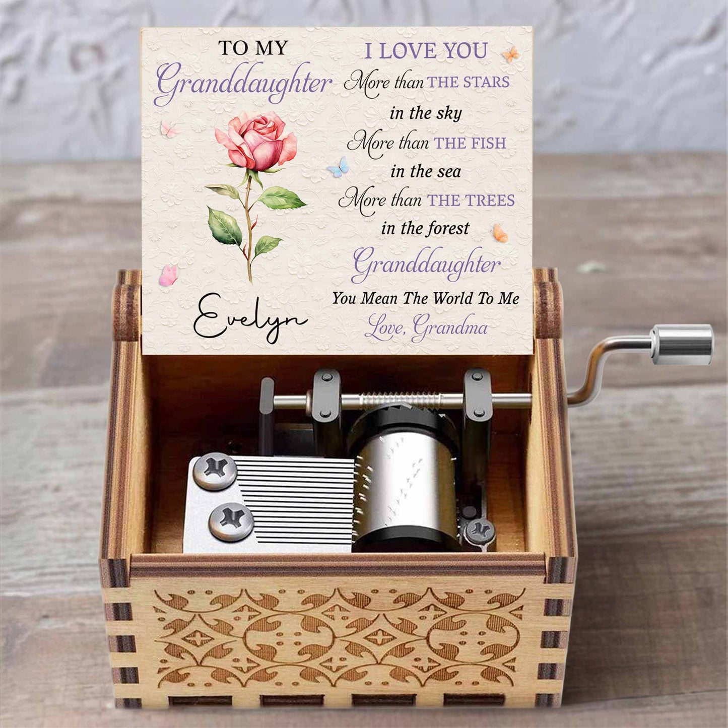 To My Granddaughter I Love You More Than The Stars Purple Flower