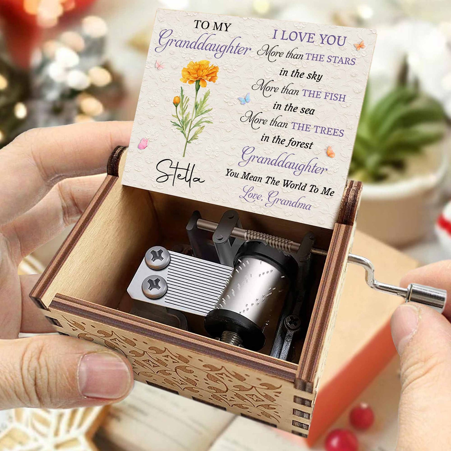 To My Granddaughter I Love You More Than The Stars Purple Flower