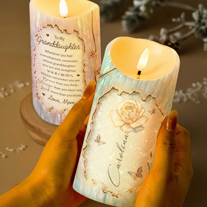 To My Granddaughter Straighten Your Crown White Rose And Butterflies