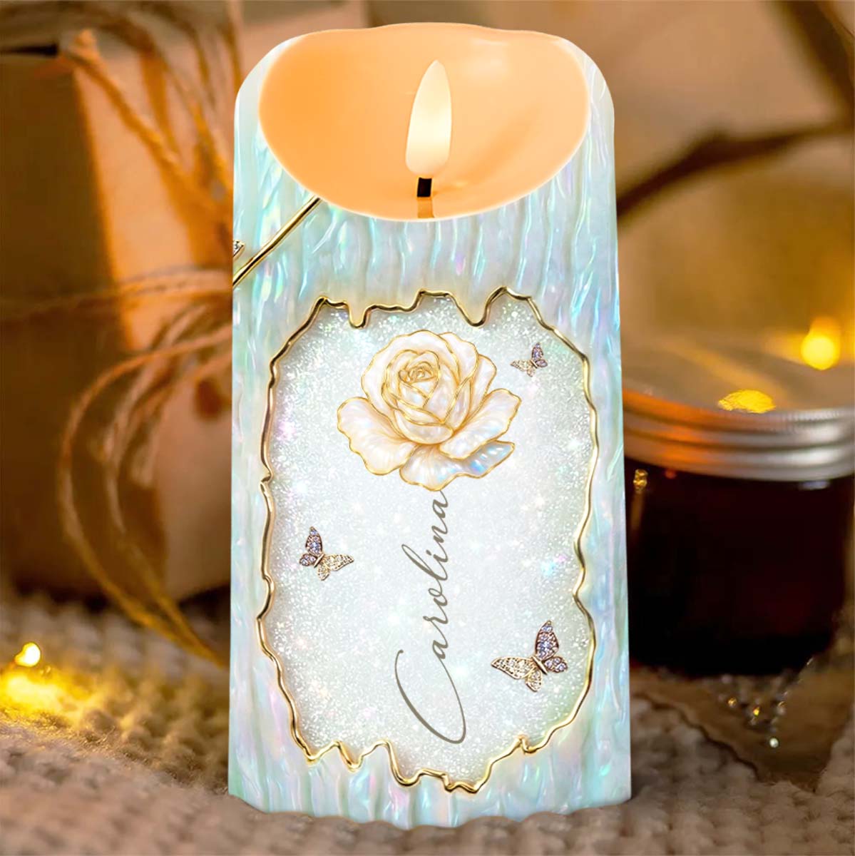 To My Granddaughter Straighten Your Crown White Rose And Butterflies