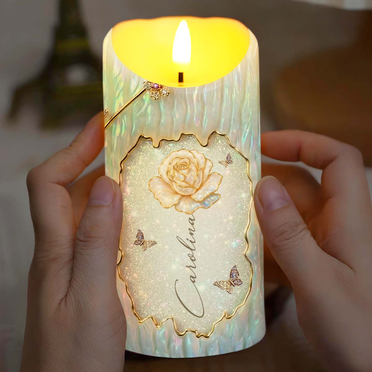 To My Granddaughter Straighten Your Crown White Rose And Butterflies