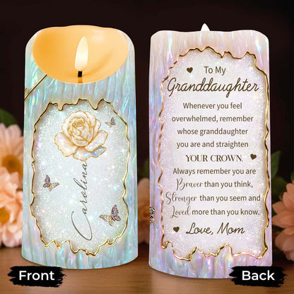 To My Granddaughter Straighten Your Crown White Rose And Butterflies