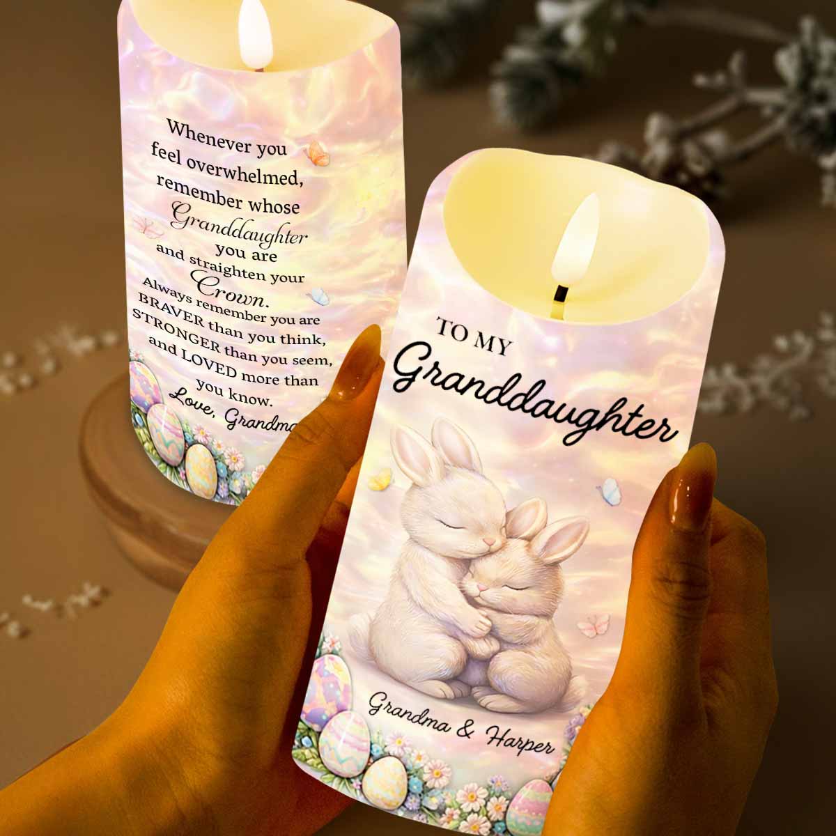 To My Granddaughter Leave A Little Sparkle Bunnies and Easter Eggs