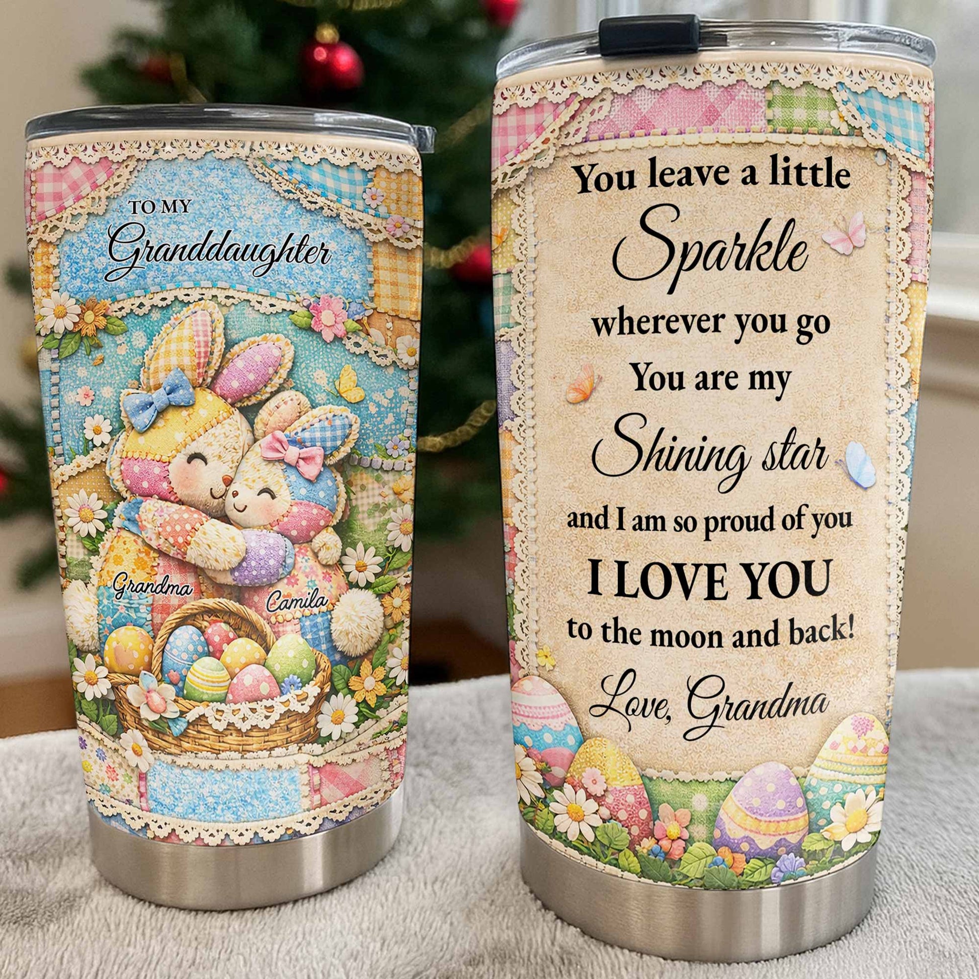 To My Granddaughter Sparkle Wherever You Go Rabbits And Easter Eggs