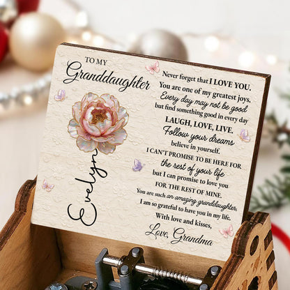 To My Granddaughter Never Forget I Love You Birth Month Flower - Custom Music Box With "You Are My Sunshine" Tune - GDT706_MZB