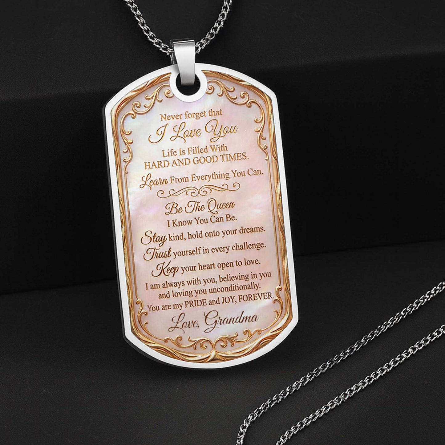Beautiful Bloom Birth Month Flower Rose And Butterflies - Personalized Custom Dog Tag Necklace - GDT745_DTNECK