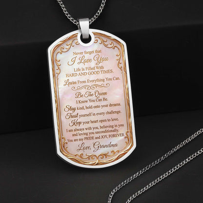Beautiful Bloom Birth Month Flower Rose And Butterflies - Personalized Custom Dog Tag Necklace - GDT745_DTNECK