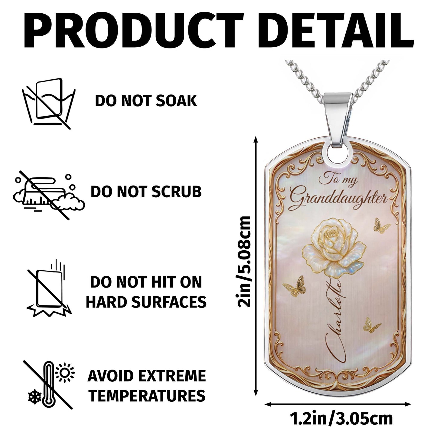 Beautiful Bloom Birth Month Flower Rose And Butterflies - Personalized Custom Dog Tag Necklace - GDT745_DTNECK