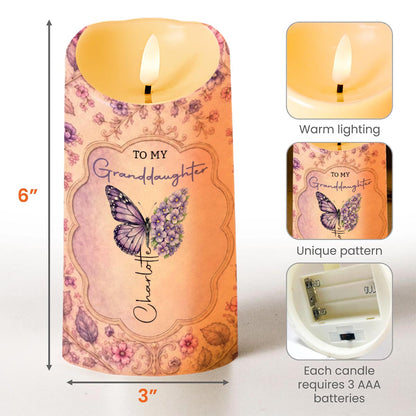 To My Granddaughter On Your Wedding Day Butterfly Floral LED Candle - Personalized Custom LED Candle - GDT815_LECA