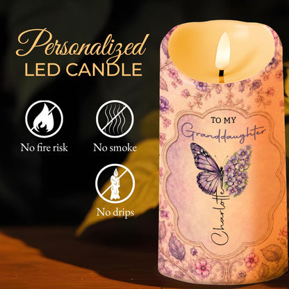 To My Granddaughter On Your Wedding Day Butterfly Floral LED Candle - Personalized Custom LED Candle - GDT815_LECA