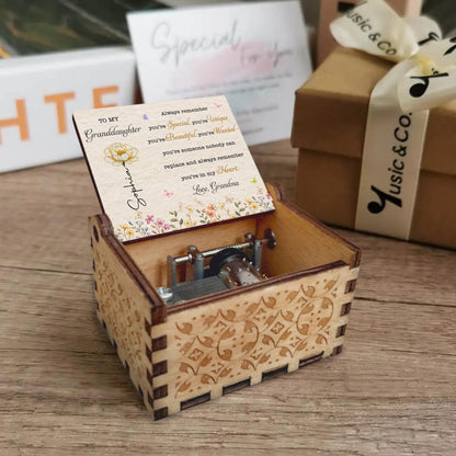 To My Granddaughter Always Remember You Are Special Unique Beautiful Birth Flowers - Custom Music Box With "You Are My Sunshine" Tune - GDT879_MZB
