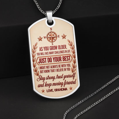 To My Granddaughter Never Forget How Much I Love You Compass And Mountains - Personalized Custom Dog Tag Necklace - GDT979_DTNECK