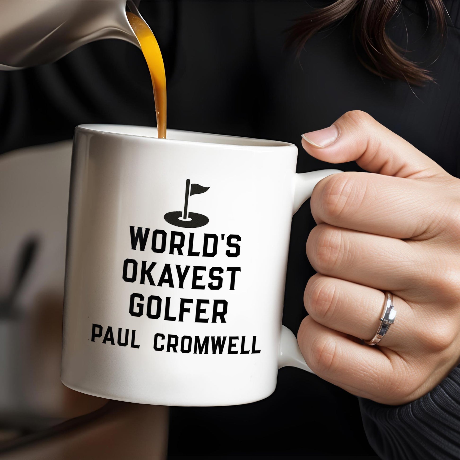 World's Okayest Golfer, Golf Flag and Distressed American Flag