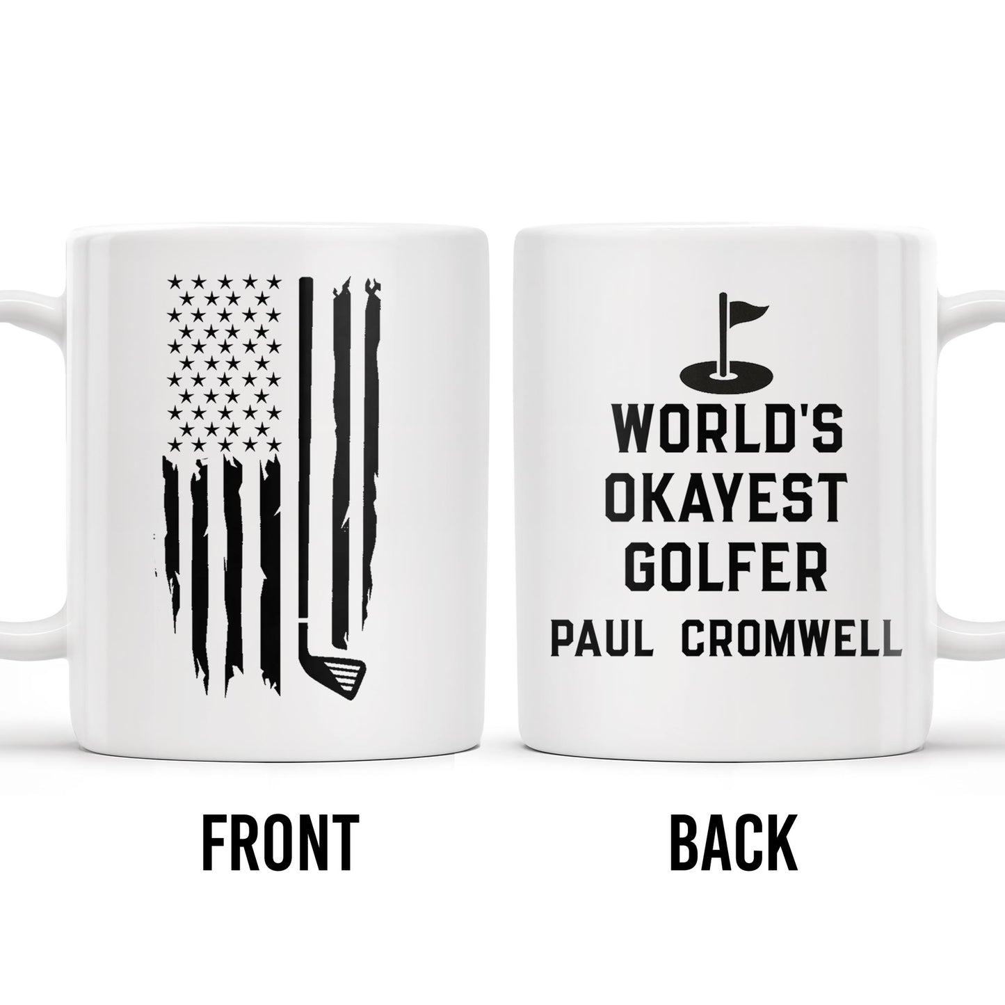 World's Okayest Golfer, Golf Flag and Distressed American Flag