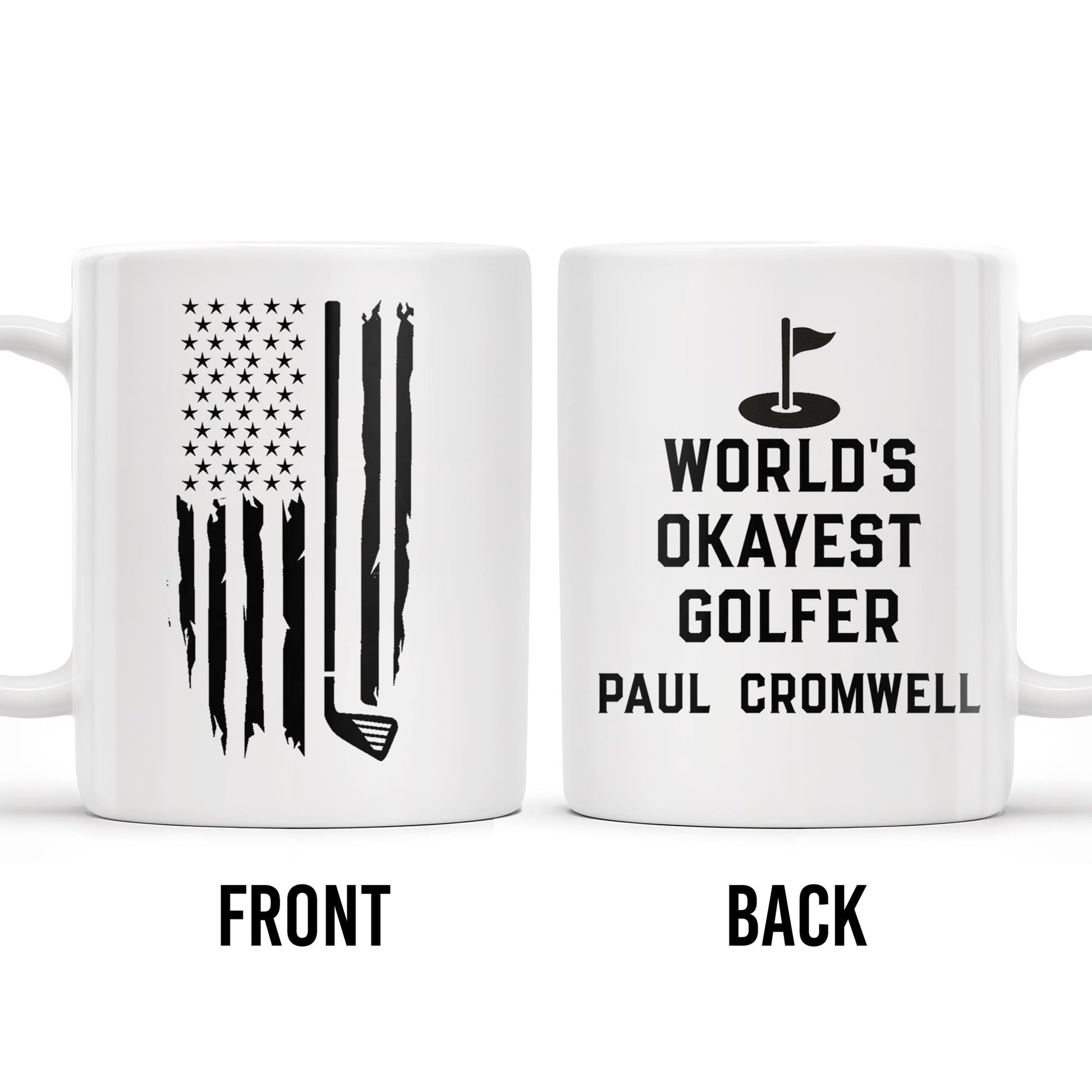 World's Okayest Golfer, Golf Flag and Distressed American Flag