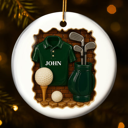Celebra tu pasión por el golf con este adorno personalizado - Adorno de cerámica redondo personalizado - GOLF005_RCE