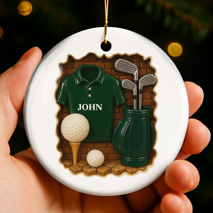Celebra tu pasión por el golf con este adorno personalizado - Adorno de cerámica redondo personalizado - GOLF005_RCE